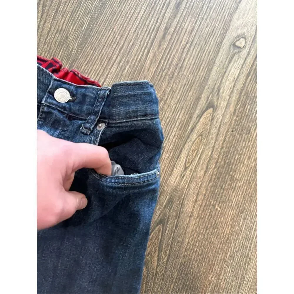 Levi's Youth Boys Straight Jeans Mid Rise Denim Cotton Blend Dark Wash Blue 14